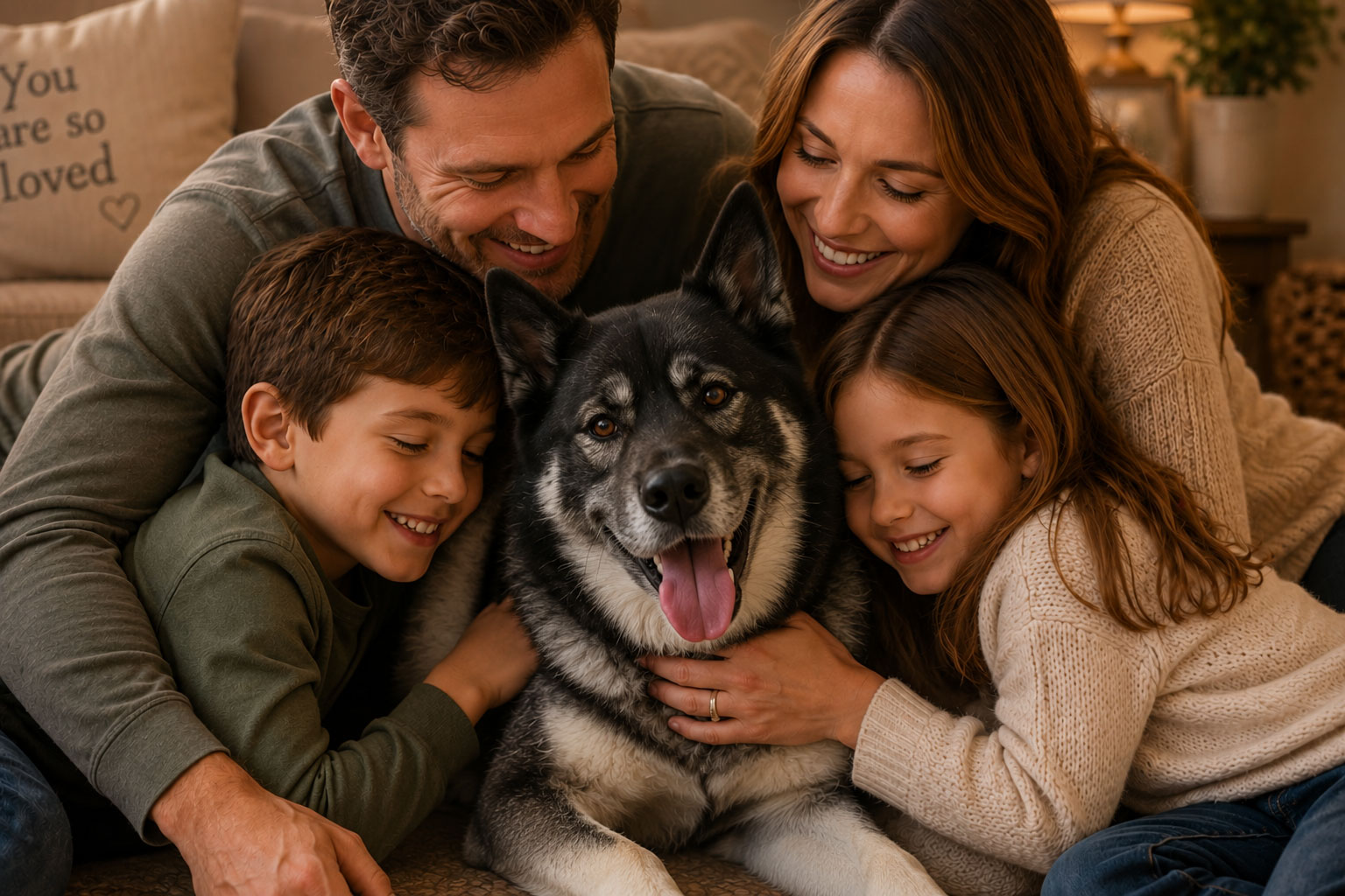 Family with dog
