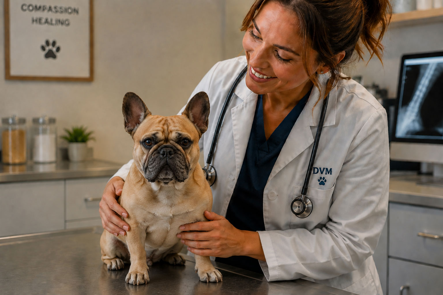 Veterinarian with dog